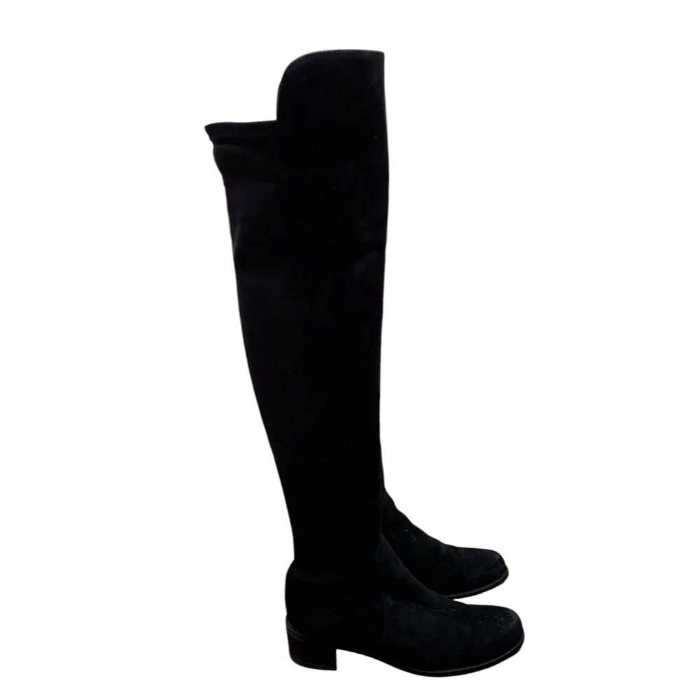 $850 STUART WEITZMAN Reserve Boot OVER THE KNEE SUEDE BOOT BLACK Size 6